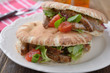Pita with meat and vegetables