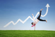 Photo: Happy businessman dance on profit chart cloud Happy businessman dance on profit chart cloud