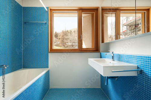 Photo: house modern design, interior, blue bathroom house modern design, interior, blue bathroom