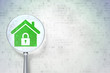 Privacy concept:  Home with optical glass on digital background