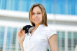 Successful young businesswoman in an urban setting