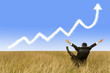 Photo: Success businessman and growth graph cloud Success businessman and growth graph cloud