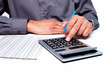 Hand of a businessman with calculator.