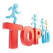 Human running symbolic figures over the words Top Ten