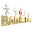 Human running symbolic figures over the words Bad Breath