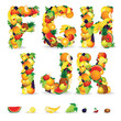 Colorful Letters from Fruit and Berries. Clip Art