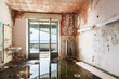 old destroyed building, room with window