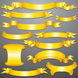 Golden Ribbons, Banners Isolated on Background