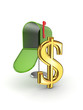 Symbol of dollar in postbox.
