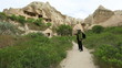 Tourist watching cave house Famous city  Cappadocia
