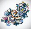 original hand draw line art ornate flower design.