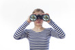 the girl and a pair of binoculars