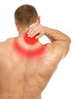 Foto: Muscular man with back neck ache, isolated on white background Muscular man with back neck ache, isolated on white background