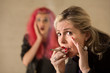 Photo: Woman Sneaking a Cigarette Woman Sneaking a Cigarette