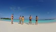 group of happy young people have fun on bach