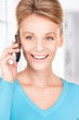 happy businesswoman with phone