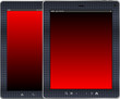 Photo-realistic red colored vertical tablet pc set