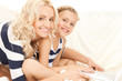 mother and daughter with laptop