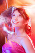 woman with disco ball