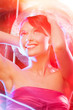 woman with disco ball