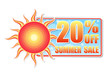 20 percentages off summer sale in label with sun