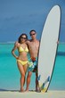 happy young  couple enjoying summer on beach
