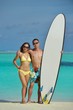 happy young  couple enjoying summer on beach
