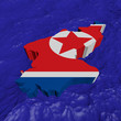 North Korea map flag in abstract ocean illustration