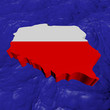 Poland map flag in abstract ocean illustration