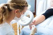 Woman in poidatry studio receiving pedicure