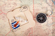 compass on vintage map