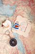 compass on vintage map
