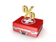 Symbol of percents on a medical suitcase.