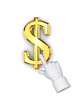 Illustration: Stylized pointing hand and symbol of dollar. Stylized pointing hand and symbol of dollar.
