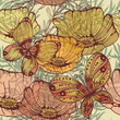 Vintage seamless background with flowers and butterflies. Eps10
