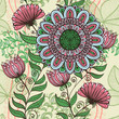 Elegant seamless vintage green and pink floral background