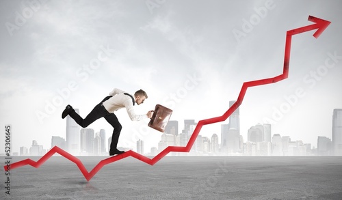 Photo: Businessman rises statistics Businessman rises statistics
