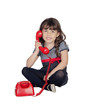 Little child with a red phone