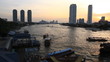 Boat is running in sea and sunset