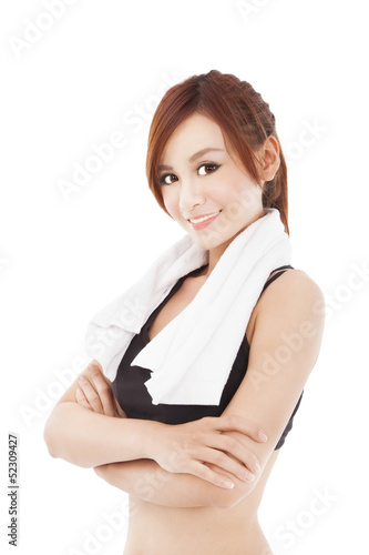 Photo: smiling sporty young asian woman smiling sporty young asian woman