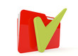 3d image of red file folder with a right sign