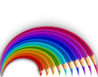 Colorful pencils in the shape of a rainbow. Vector