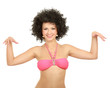 Photo: woman in bikini with afro wig woman in bikini with afro wig