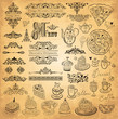 Vector set of floral ornaments and elements for design menu