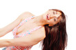 Joyful swinging woman