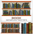 Books on shelves & text