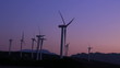windmill field in twiglight wide shot