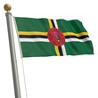 Die Flagge von Dominica flattert am Fahnenmast