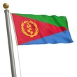 Die Flagge von Eritrea flattert am Fahnenmast