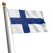 Die Flagge von Finnland flattert am Fahnenmast